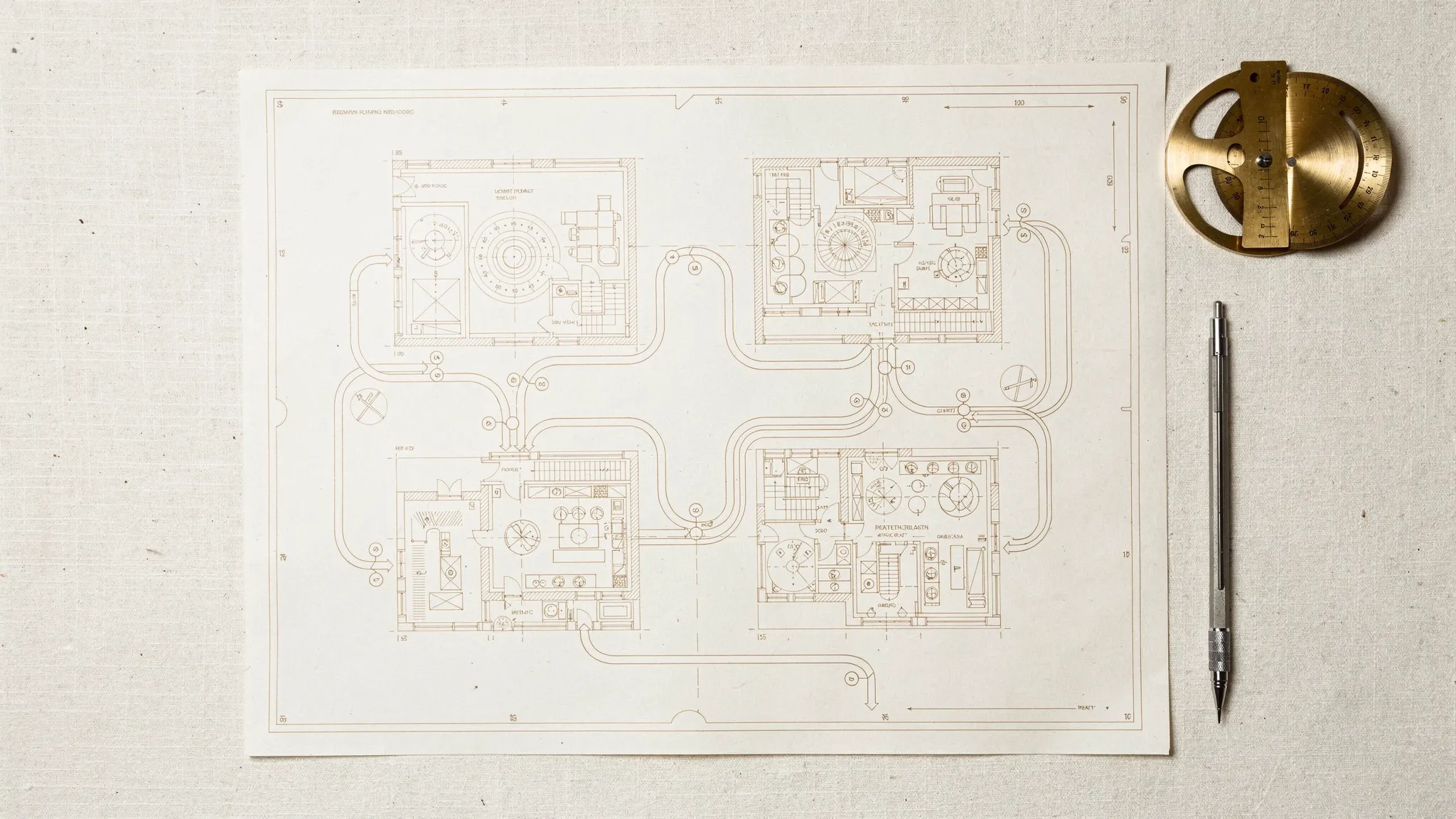 Blueprint showing four interconnected channels sharing one data source